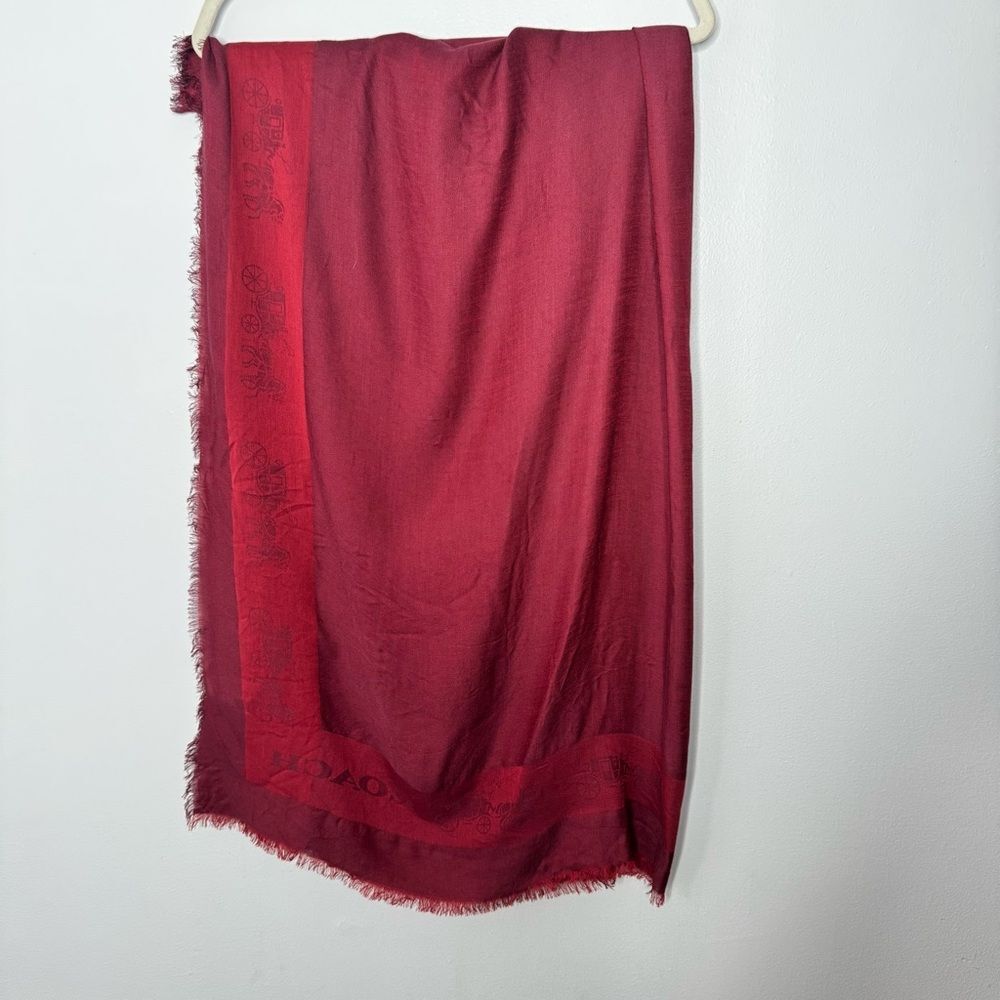 Coach Horse And Carriage print oversized square scarf in a red - Picture 2 of 5